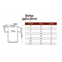 Guide des tailles t-shirt Jujutsu Kaisen