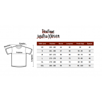 Guide des tailles t-shirt Jujutsu Kaisen
