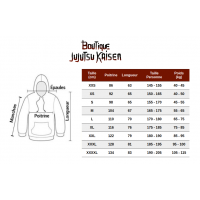 Guide des tailles sweat Jujutsu Kaisen