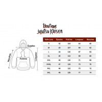 Guide des tailles sweat Jujutsu Kaisen