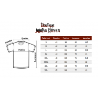 Guide des tailles tee-shirt Jujutsu Kaisen